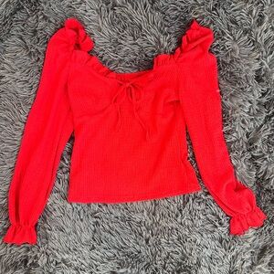 Red Ruffle Blouse